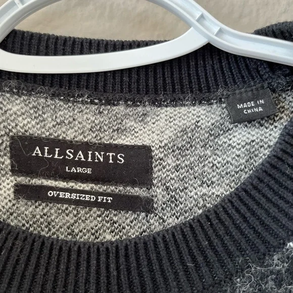 All Saints Monochrome Marble Crewneck Sweater - Picture 2 of 6